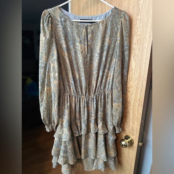 Ralph Lauren paisley puff- sleeve crinkle georgette dress - Picture 2 of 9